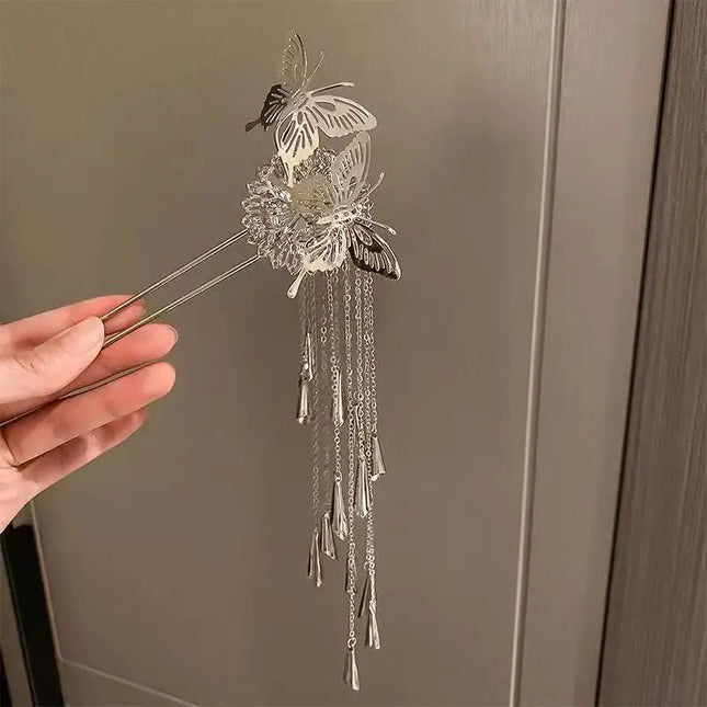 1pc Fashion Butterfly Tassel Tassel Hair Accessories Exquisite Sweet Metal Hairpins Holiday Party Elegant Hair Clips Hair Sticks