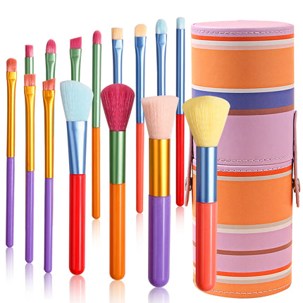 15 PCs Gift Box Packing Rainbow Color High Quality Makeup Brush Set - Perfect for Eyeshadow, Foundation, and Cosmetic Tools