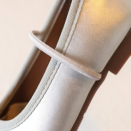 Girls' Loafer Shoes Round-toe Versatile Kids Leather Shoe Spring Autumn Bowknot New Children's Flats for Princess Ballet Fashion