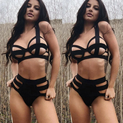 Three-point Sexy Bondage Bikini Sexy Erotic Lingerie for Women Faux Leather DeepV Bodysuit Exotic Sleepwear Nightwear Temptation