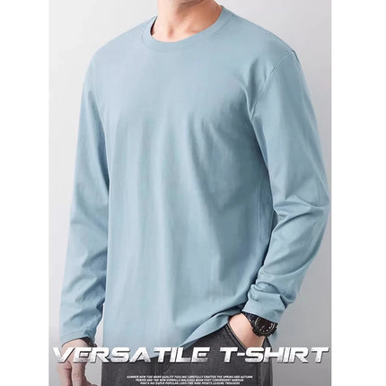 Long Sleeves T-Shirts Men Tee Tops Male Cotton Plain Tshirts Pullovers Plus Size 4XL 5XL Undershirts Man Clothing Autumn Spring
