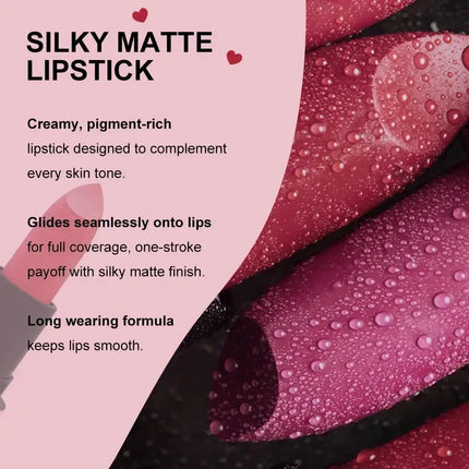 3PCS Matte Velvet Lipstick Set Waterproof Long Lasting Non Fade Moisturizing Lip Gloss Not Stick Cup