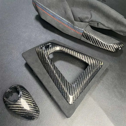 LHD RHD For BMW M3 M4 F80 F82 F83 Coupe M Performance 2014+ Genuine Carbon Fiber Replace Gear Knob Handbrake Console Panel Cover