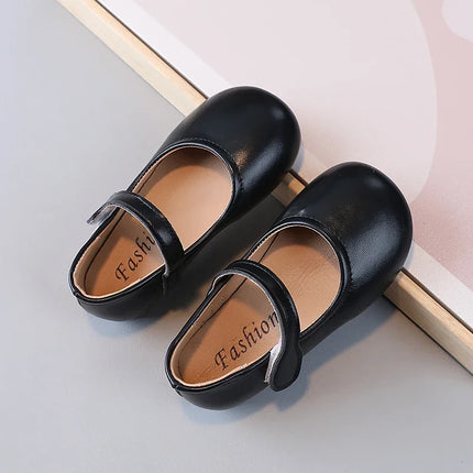 Girls Black Leather Shoes for Wedding Party Back To School Flats Kids Mary Janes Simple Classic Soft Anti-skid Kids Casual Shoes