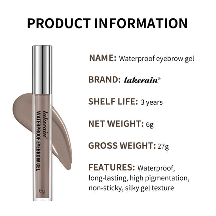 Lakerain 4 Colors Waterproof Eyebrow Gel for Long Lasting, Highly Tinted Liquid Eye Brow Makeup, Sweatproof Double Head Eyebrow
