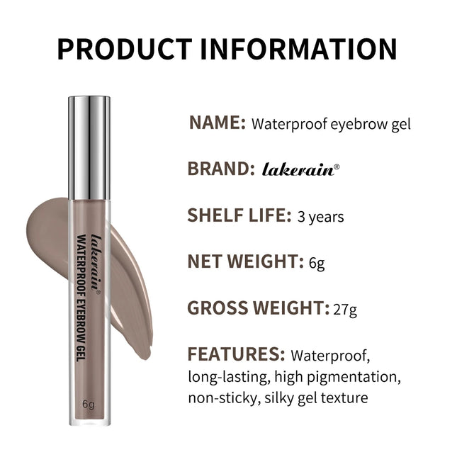 Lakerain 4 Colors Waterproof Eyebrow Gel for Long Lasting, Highly Tinted Liquid Eye Brow Makeup, Sweatproof Double Head Eyebrow