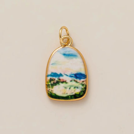 Colorful dopamine pendant with oil droplets, strawberry, crab, heart, shell pattern, color preservation