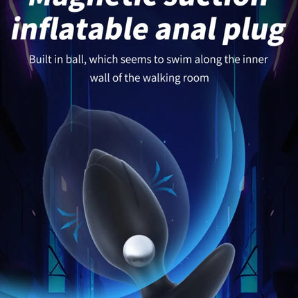 2026Magnetic Suction Inflatable Anal Plug with Built-in Steel Beads Big Dildos Vaginal Expander Men Butt Dilator Couple Sex Toys