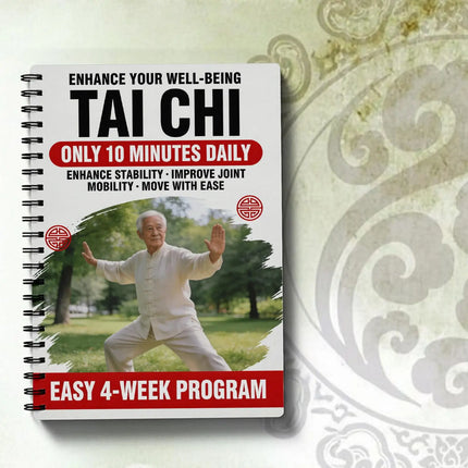 Tai Chi Practice Book for Seniors & Beginners Spiral-Bound Martial Arts Exercise Manual with Progressive Daily Workout Pages