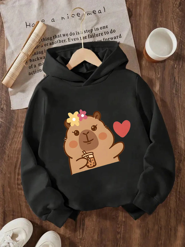 Capibara Print Design Boys And Girls Hoodie Fashion Leisure Outdoor All Kinds Of Gift Choice