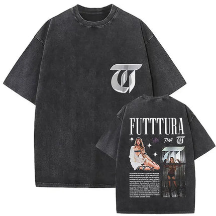 Singer Tini Stoessel Futtura Album 2025 Graphic T Shirts Men Women Fashion Casual Washed Vintage T-shirt Fans Gift Streetwear
