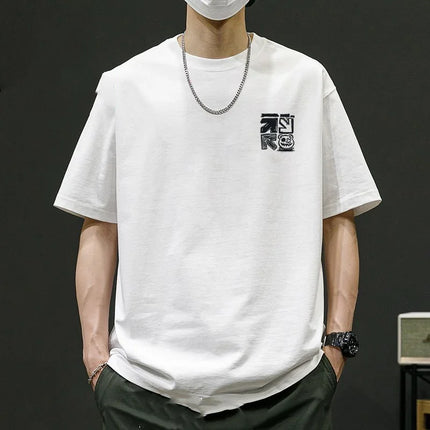 Vintage Short Sleeve Loose Tops Tees Men's Summer New Solid Youth All-match Street Casual T Shirts Fashion Trend Men Clothing