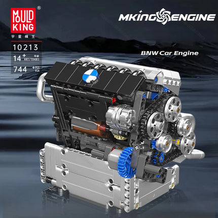 Mould King 10213 744Pcs Electrically Driven Engine Model Building Blocks Set Creative Technical Bricks Educational Kids Toy Gift