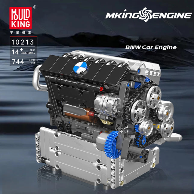 Mould King 10213 744Pcs Electrically Driven Engine Model Building Blocks Set Creative Technical Bricks Educational Kids Toy Gift
