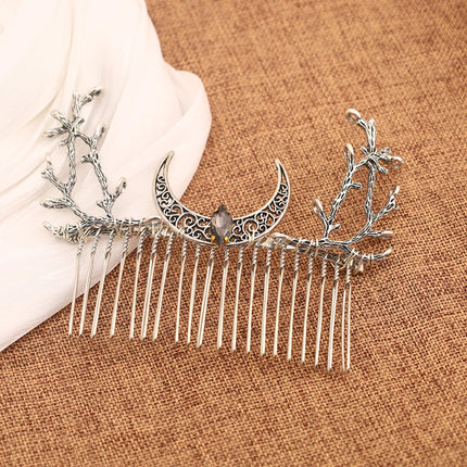 Witch Fairy Crystal Crescent Moon Twigs Branch Amethyst Haircomb Forest Woodland Hairclip Hairpin Faerie Hair Jewlery for women