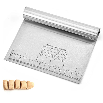 Stainless Steel Dough Pastry Scraper Pizza Cutter Chopper with Measuring Scale Multipurpose Cake Bread Separator Scale Knife