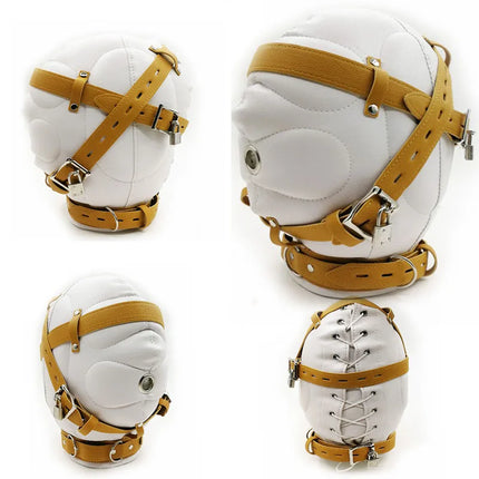 Leather Sexy Mask BDSM Adjustable Strap Character Party with Fake Penile Full Package Binding Couple Game Mask Flirting Hat 18+