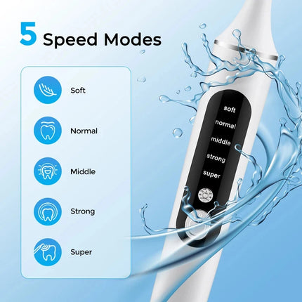 Tooth Polisher Rechargeable Teeth Polisher With 6 Brush Heads Tooth Whitening Kit For Cleaning Polishing Teeth Whitening Plaque
