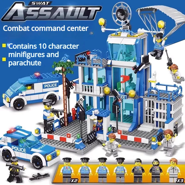 City Police Station Building Block Set Children's Educational Toys DIY Assembly Creative Small Particle Blocks Boys' Gift