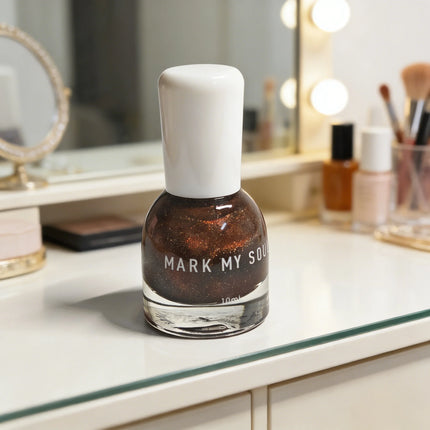 S168 Bronze 10ml No-Bake Cat Eye Nail Polish. Crystal Berry color series base with berry red fragments. Quick-drying
