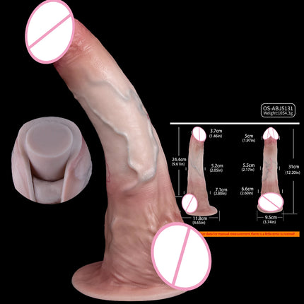 SXXY Skin Texture Lifelike Double Layer Silicone Dildo Elastic Soft Anal Plug Vaginal Anus Stimulator Dual Layer Penis Sex Toys
