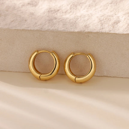 Classic Hoop Earrings for Women Girls Gold Color Chunky Stainless Steel Earrings 2026 Trend New in Minimalist Ear Jewelry aretes