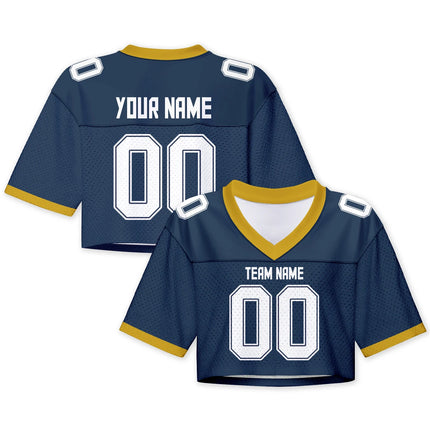 Custom American Football Jersey Crop Top for Women & Girls Plain Sporty Cropped Shirt Personalized Name Number Jerseys Fans Gift