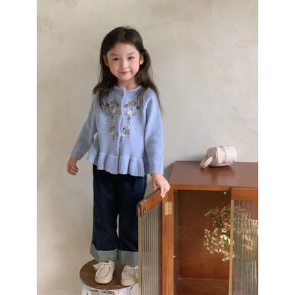Girls' Cardigans, Sweaters, Spring and Autumn Clothing, Baby Girls' Fashionable Spring Clothing, Korean Trendy Outerwear