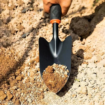 Ergonomic Metal Garden Trowel with Black Handle And Orange Trim - Ideal for Planting Flowers And Vegetables