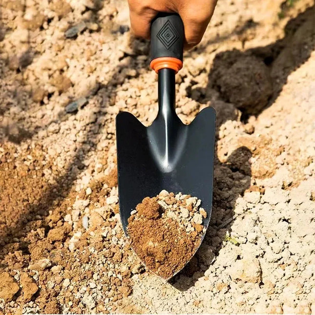 Ergonomic Metal Garden Trowel with Black Handle And Orange Trim - Ideal for Planting Flowers And Vegetables