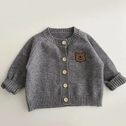 2025 Autumn New Cute Bear Knitted Baby Clothes for 1-7Y Korean Kids Cardigan Sweaters Baby Girls Boys Warm Outerwear Jacket