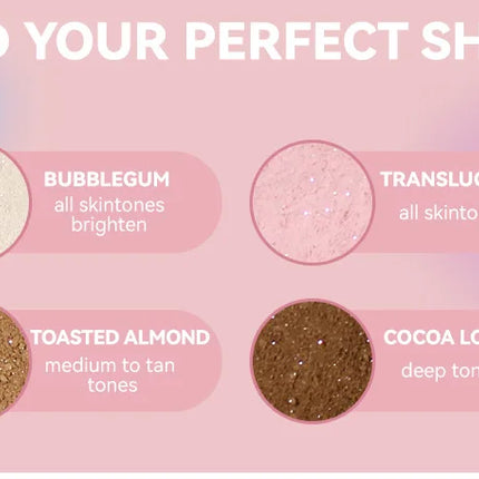 Pink Glitter Setting Powder 4 Color Long Lasting Oil Control Pearlescent Natural Face Matte Shimmer Loose Powder Makeup Cosmetic