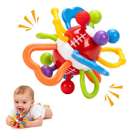 Manhattan Round Ball Baby Toys for Infant 0-12months Soft Silicone Hand Grab Ball Rattle Infant Teeth-glue Montessori Toys