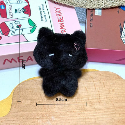 Cute Cartoon Plush Kitty Keychain Kawaii Black & Pink Cat Doll Backpack Decoration Pendant Bag Charm Accessory Gift