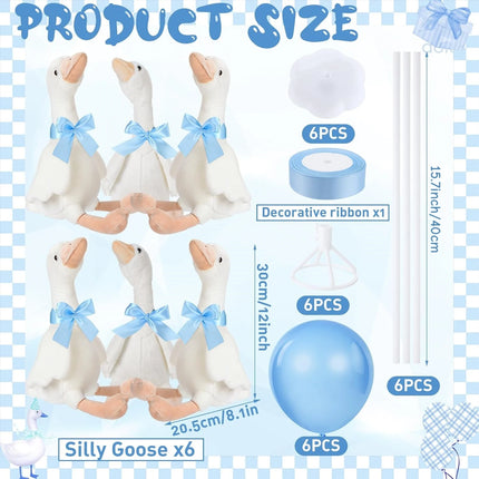 6/10Sets One Silly Goose Table Centerpieces Goose Stuffed Animal Plush Toy Baby Shower 1st Birthday Decoration Party Favors Gift