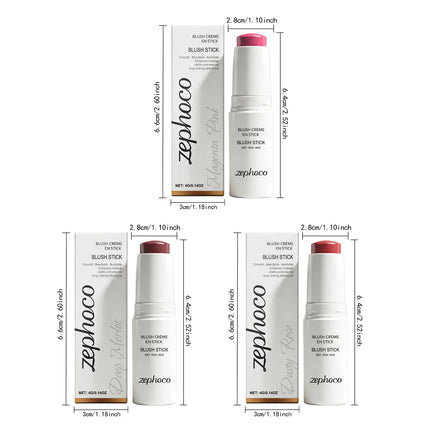 Portable Cream Blush Stick Soft Mist Finish Hydrating Long-Wear Blendable Smooth Lightweight On-the-Go Cheek Blush