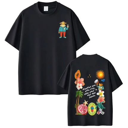 Rapper Bad Bunny T-shirt Debi Tirar Mas Fotos DTMF World Tour Album T Shirts Men Women Fashion Hip Hop Vintage Casual T-shirts