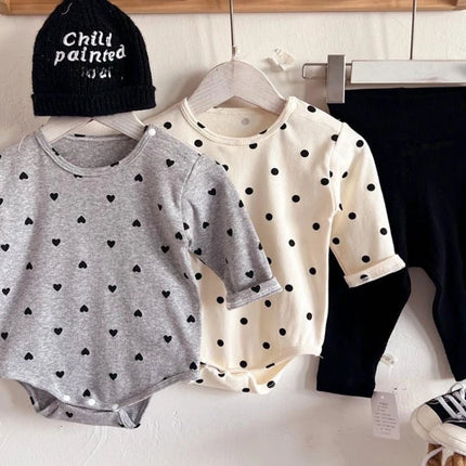 Baby Rompers 2025 Spring Autumn Long Sleeve Triangular Jumpsuit Polka Dot Printed Newborn Clothes Infant Rompers