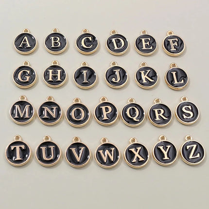 26pcs 12x14mm A-Z Letter Charms Enamel Alphabet Initial Letter Charms Pendant Handmade DIY Bracelet Jewelry Making Accessories