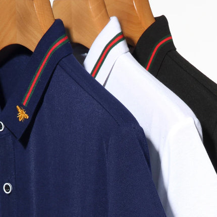 Brand Design Quality Men's Polo Shirt Lapel Bee Embroidered Short Sleeve New Summer T-Shirt Business Classic Fashion Trend Menswear