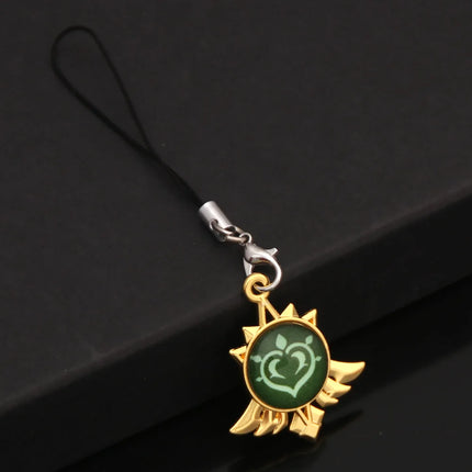 Game Genshin Impact Vision Keychain Luminous 7 Element Double Side Glass Pendant Eye Of Original Keyring Phone Charms Souvenir