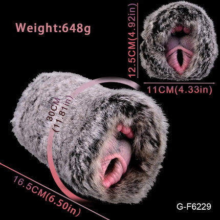 YOCY Realistic Dog Male Masturbator With Fur Penis Stroker Massager Dual Vagina Animal Pocket Pussy Fetish Sex Toys For Men