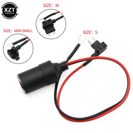 1PCS Pure Copper Car Cigarette Lighter Charger Cable Female Socket Plug Connector Adapter Cable Fuse
