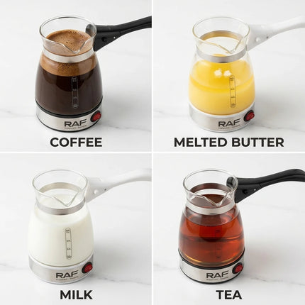 Turkish Coffee Pot 600W Glass Italian Mocha Pot Greek Turkish Coffee Machine Tea with Foldable Handle Milk Heating Home Travel