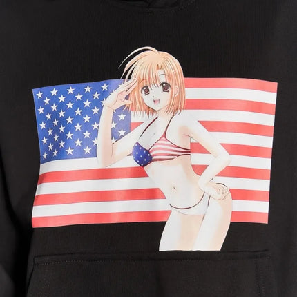 Y2K Gothic American Girl Hoodie Street Casual Pullover Mens Womens Anime Hoodie Black Goth Oversized Pullover Clothes