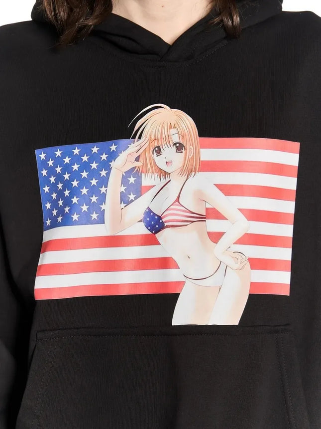 Y2K Gothic American Girl Hoodie Street Casual Pullover Mens Womens Anime Hoodie Black Goth Oversized Pullover Clothes