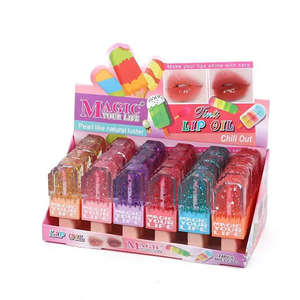 24Pcs Cute Ice Cream Design Lip Gloss Set Lip Tint Moisturizing Longlasting Lip Oil Girls Lips Makeup Wholesale