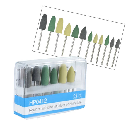 1 Kit Dental HP0412 Silicone Rubber Trimming Polishers Resin Base Hidden Porcelain Zirconia Acrylic Grinding Denture Polishig
