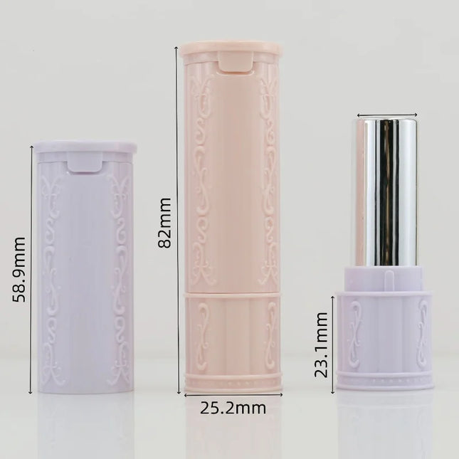 10/30/50PCS 12.1mm Empty Lipstick Tube With Embossed And Mirror DIY Lip Balm High Gloss Solid Blush Cosmetic Packaging
