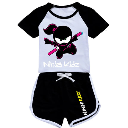 Ninja Kidz Kids Clothes Cotton Sport Tracksuits T-shirts Sweatshirt Suit Cartoon Pattern Set Teenager Baby Boys Girls Clothing